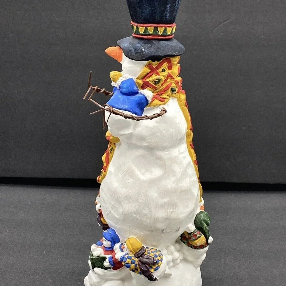 Vintage Y2K Dept 56‎ Christmas Country Snowman Taper Candle Holder Figurine 11